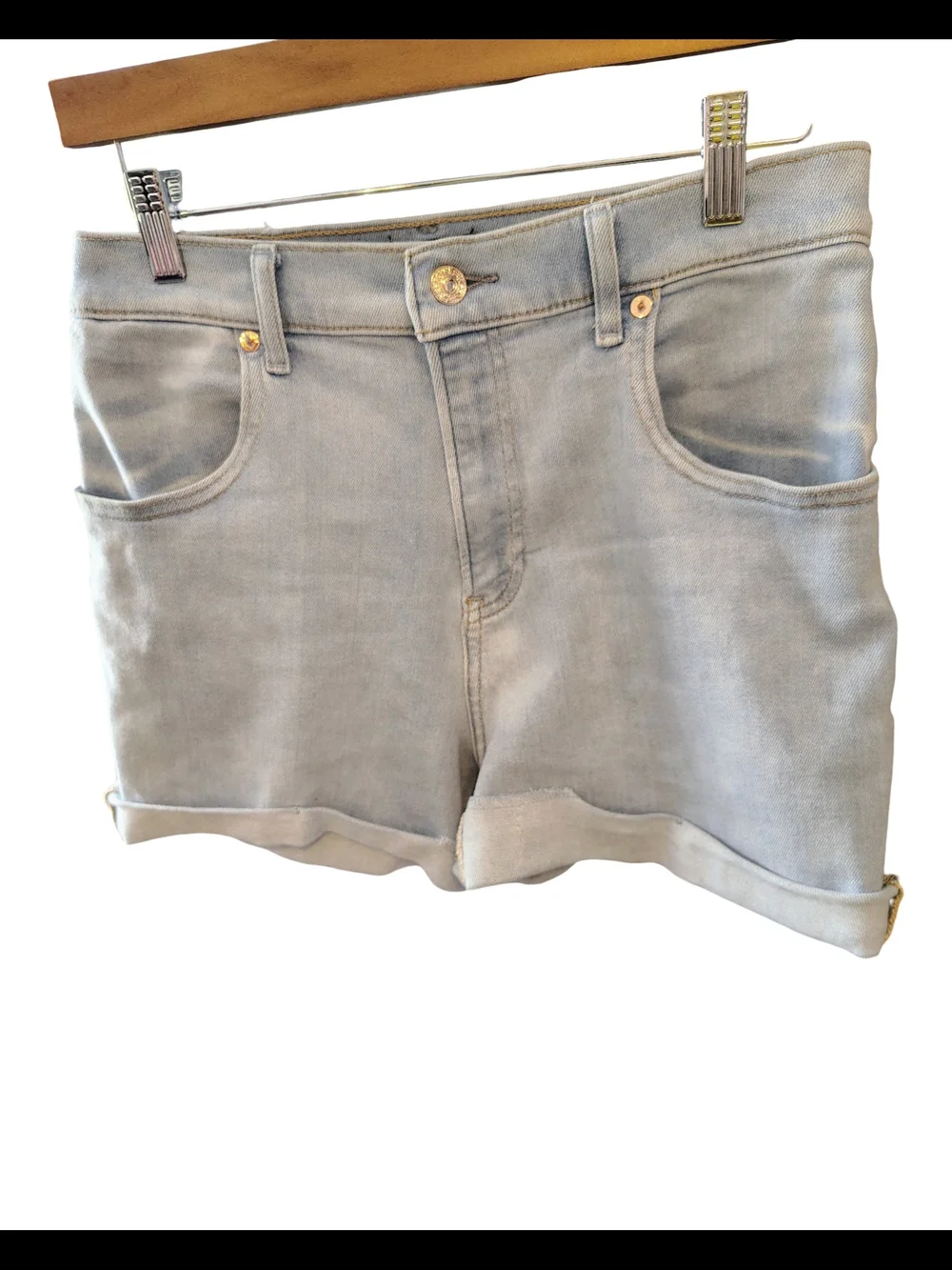 Express Light Blue Denim Cuffed Shorts